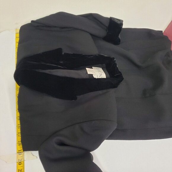 VTG Liptons Womens Old Money Velvet Trim Overcoat Size 10 Black Formal Mob Wife - Picture 4 of 10